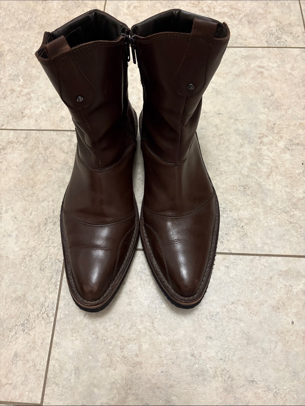 Gianfranco Ferree. Men's Brown Leather Mid-Calf Boots